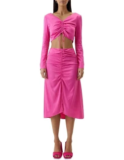 Hot Sale ❤️ Third Form Drawn Out Midi 👗 Skirt In Pink 😀