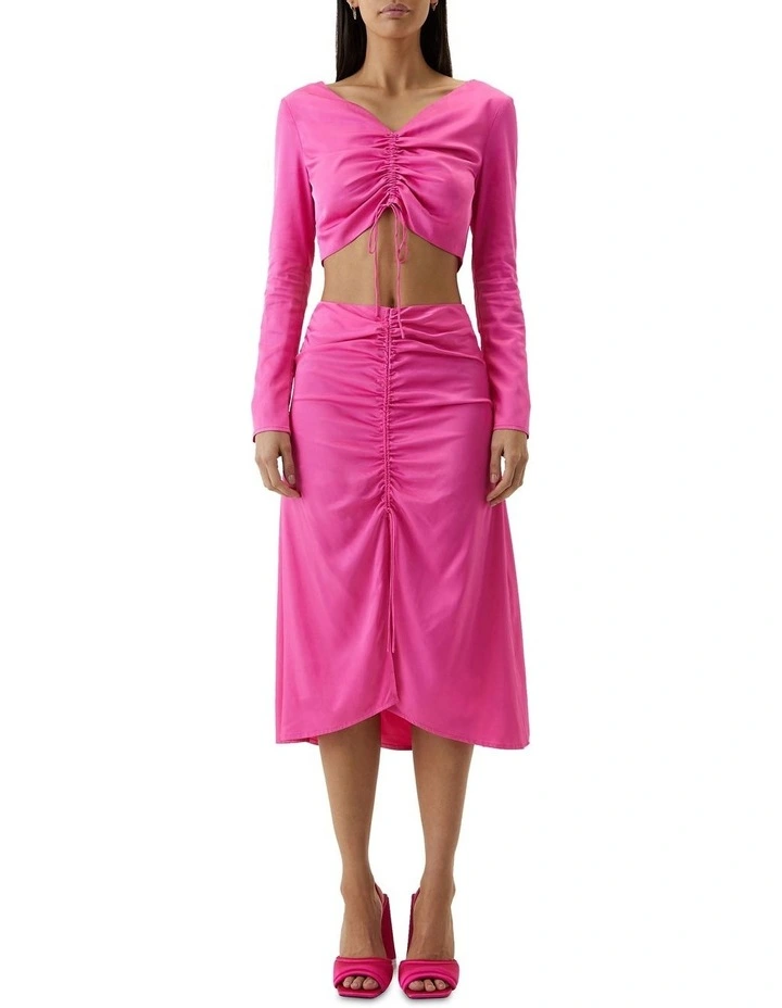 Hot Sale β€οΈ Third Form Drawn Out Midi π Skirt In Pink π