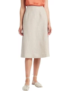 Cheapest 💯 David Lawrence Zariah Lurex Linen 👗 Skirt In Natural ✔️