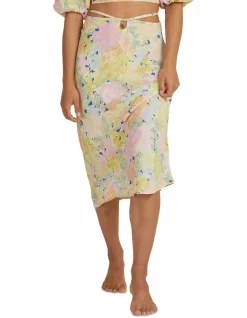 Hot Sale 🔥 Billabong Cosmic Midi 👗 Skirt In Lime Multi 😀