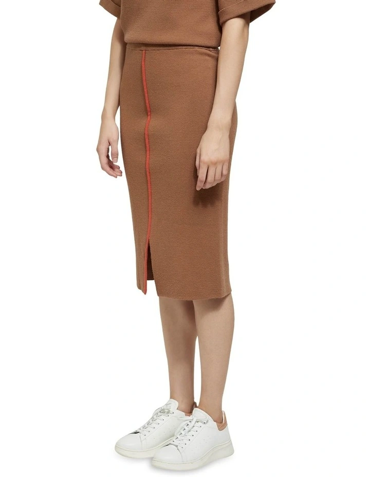 Hot Sale βοΈ Oxford Harper Piping Detail Knit Tube π Skirt In Camel π - Image 2
