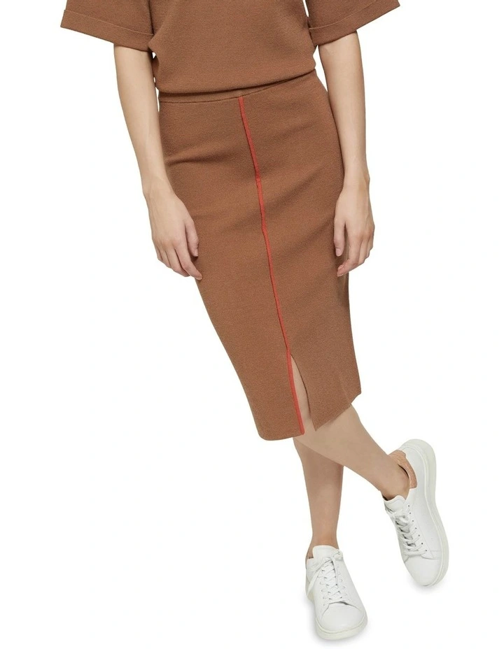 Hot Sale βοΈ Oxford Harper Piping Detail Knit Tube π Skirt In Camel π - Image 4