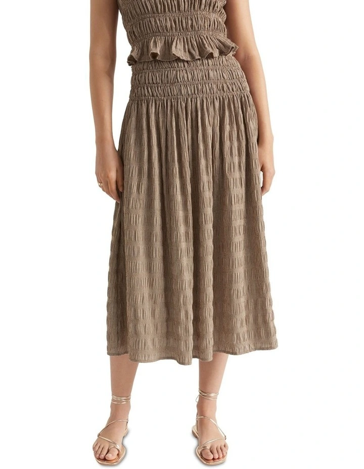 Hot Sale β¨ Seed Heritage Textured Gingham Midi π Skirt In Brown π₯° - Image 3