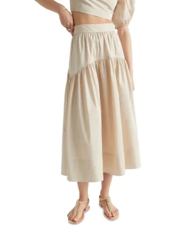 Flash Sale 🛒 Seed Heritage Sateen Gathered Midi 👗 Skirt In Magnolia 😀