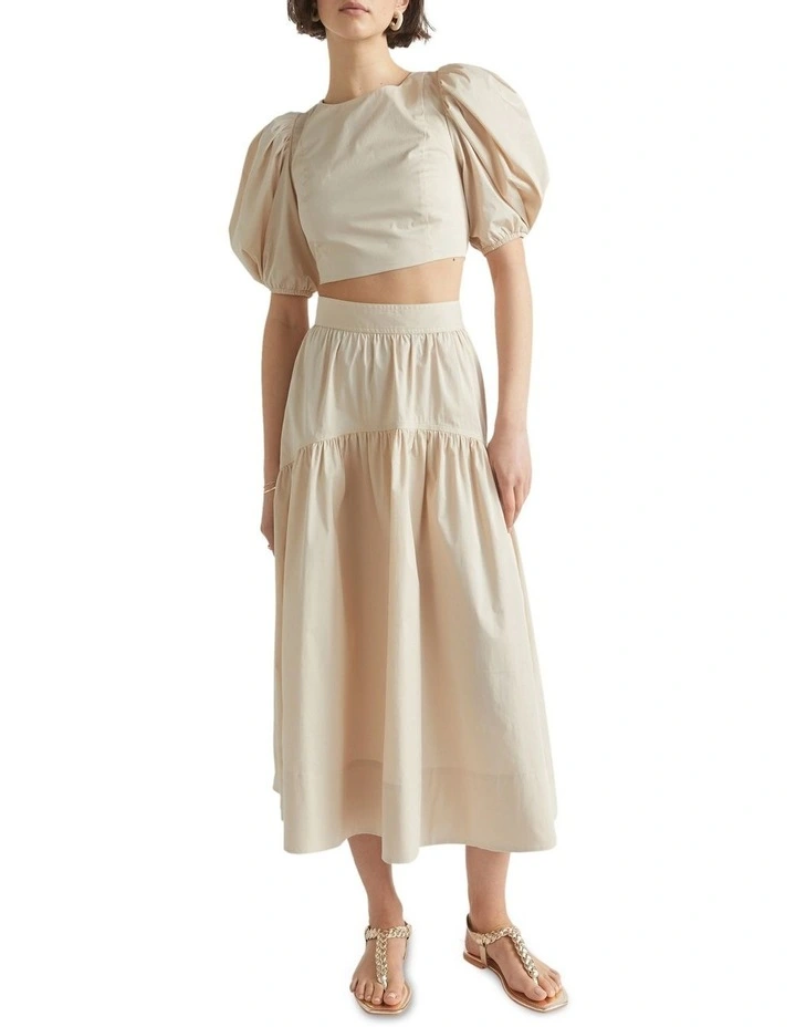 Flash Sale π Seed Heritage Sateen Gathered Midi π Skirt In Magnolia π - Image 3