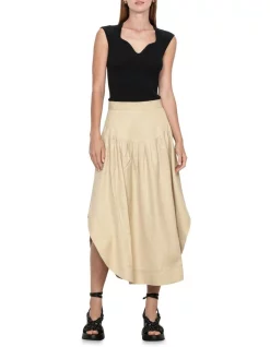 Hot Sale 💯 Veronika Maine Dobby Weave Yoke 👗 Skirt In Beige 🥰