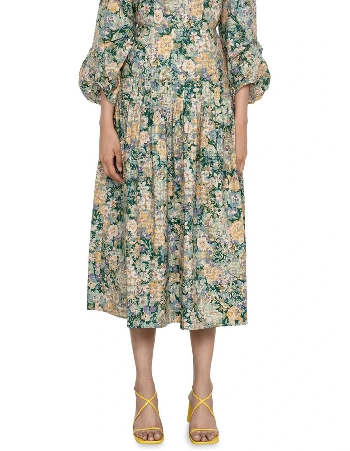 Cheapest β¨ Veronika Maine Tapestry Floral Cotton Midi π Skirt In Spring Green β¨ - Image 3