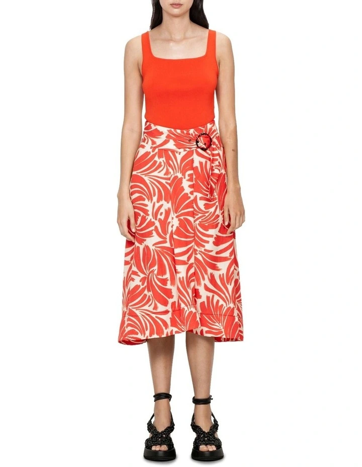 Discount β€οΈ Veronika Maine Palm Springs A-Line Tie Front π Skirt In Orange π₯°