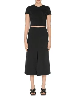 Flash Sale ✨ Cue Topstitched Split Front 👗 Skirt In Black 💯