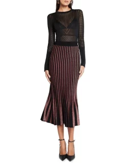 Flash Sale ❤️ Sass & Bide Cosmic Tempo Fit And Flare 👗 Skirt Black/Gold ✔️