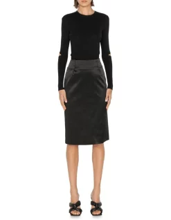 Top 10 β¨ Cue Satin Side Split π Skirt In Black π