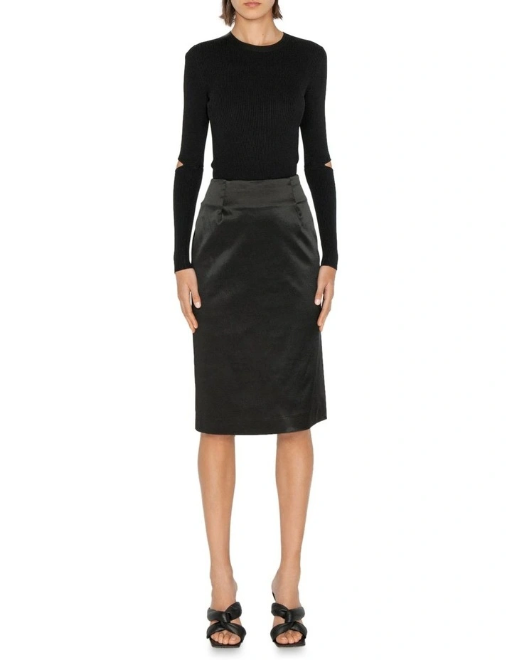 Top 10 β¨ Cue Satin Side Split π Skirt In Black π