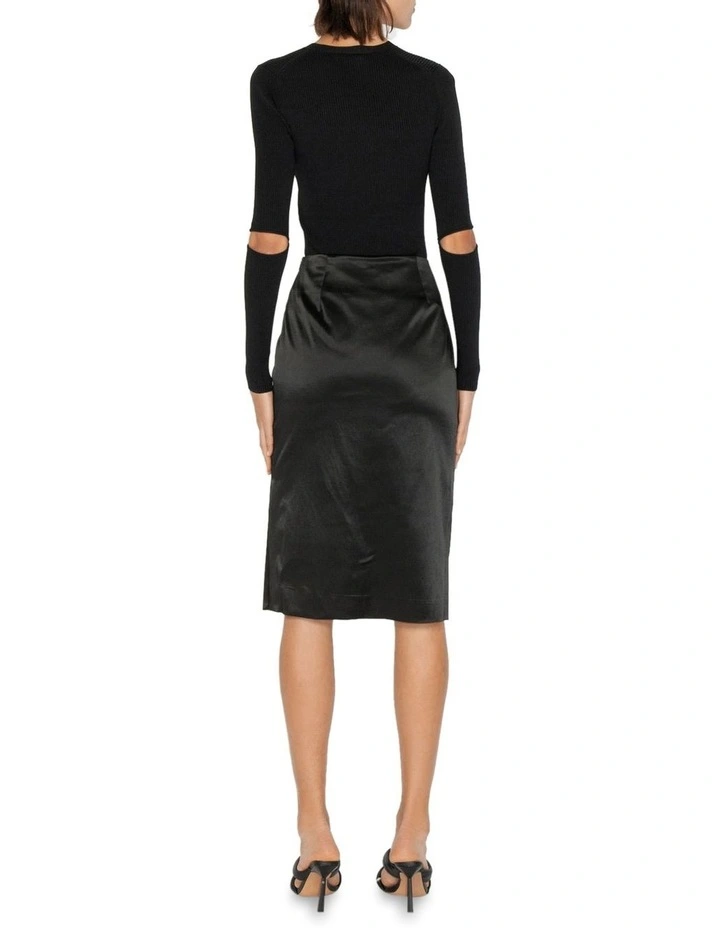 Top 10 β¨ Cue Satin Side Split π Skirt In Black π - Image 2