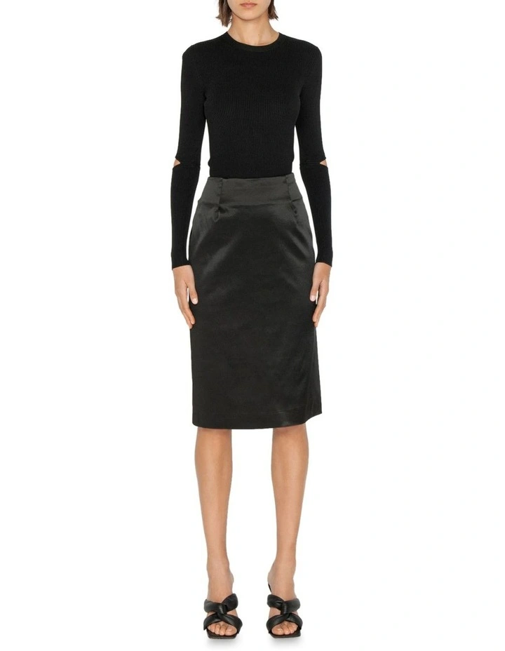 Top 10 β¨ Cue Satin Side Split π Skirt In Black π - Image 4
