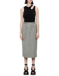 Best Sale 🎉 Veronika Maine Graphic Tweed Column 👗 Skirt In Grey 😍