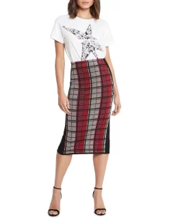Flash Sale π Sass & Bide Check Mate Knit Pencil π Skirt In Red Multi β€οΈ