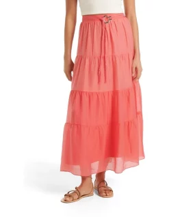 New π€© Forever New Maia Tiered Belted Midi π Skirt In Pink π