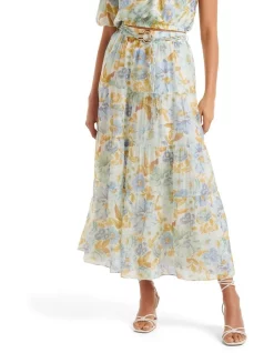 Best deal π Forever New Maia Tiered Belted Midi π Skirt In Multi π