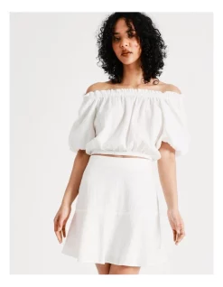 Coupon 🧨 Vero Moda Toni High Waisted Cotton 👗 Skirt In Snow White 🎉