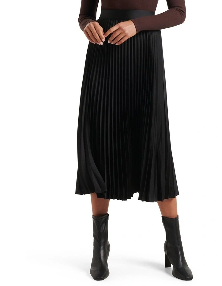 Deals π Forever New Ester Satin Pleated π Skirt In Black π