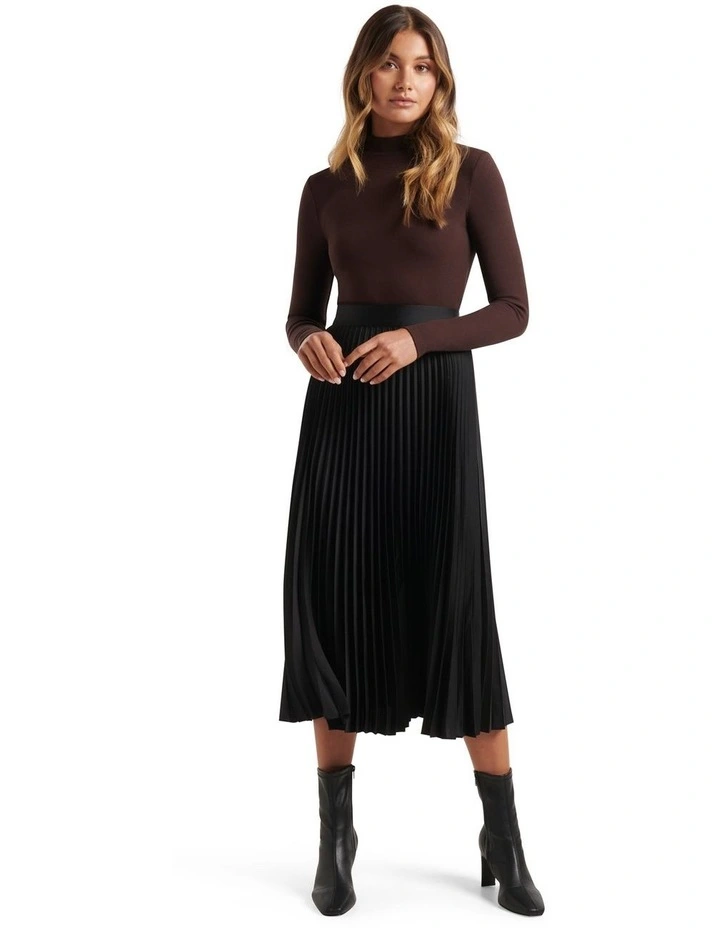 Deals π Forever New Ester Satin Pleated π Skirt In Black π - Image 5
