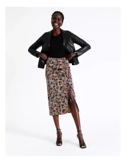 New 😍 Wayne Cooper Ruched Midi 👗 Skirt In Multi 🧨