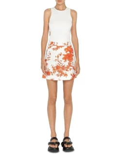 Discount 💯 Cue Floral Toile Faille Mini 👗 Skirt In Coral/White 😍