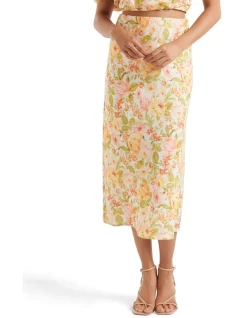 Hot Sale βοΈ Forever New Molly Linen Bias Midi π Skirt In Yellow π₯°