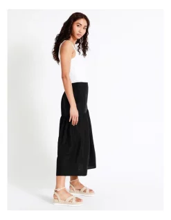 Cheap π Piper Organic Linen Rich Shirred Waist π Skirt In Black π€©