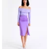 Buy 😉 Miss Shop Ruched Satin Midi 👗 Skirt In Hyacinth ⌛