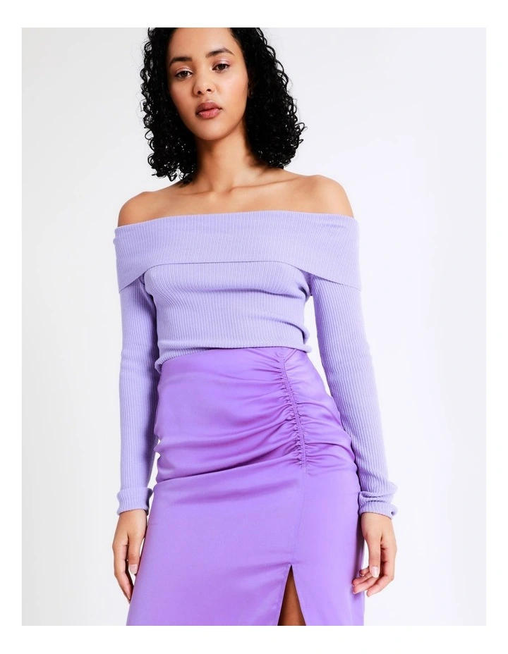 Buy π Miss Shop Ruched Satin Midi π Skirt In Hyacinth β - Image 4