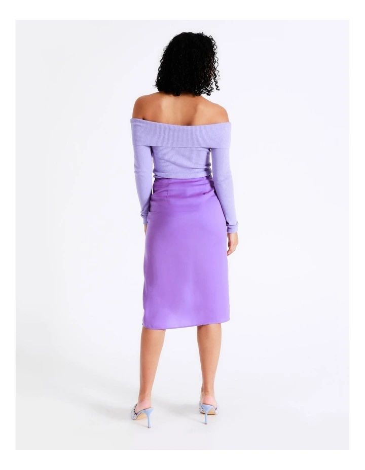 Buy π Miss Shop Ruched Satin Midi π Skirt In Hyacinth β - Image 6