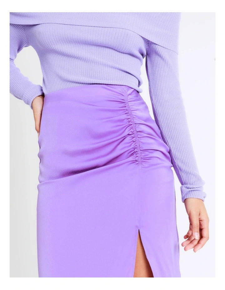 Buy π Miss Shop Ruched Satin Midi π Skirt In Hyacinth β - Image 7