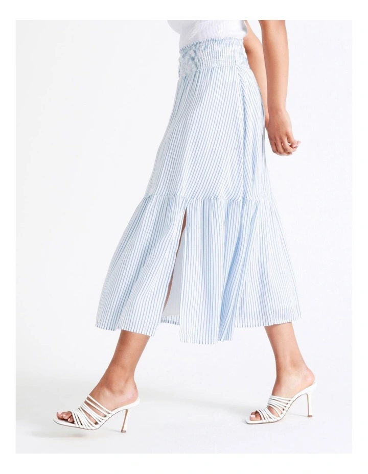 Hot Sale π Basque Organic Cotton Blend Shirred Waist Single Tier Midi π Skirt In Assorted π - Image 2