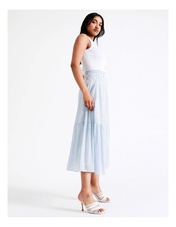 Hot Sale π Basque Organic Cotton Blend Shirred Waist Single Tier Midi π Skirt In Assorted π - Image 5