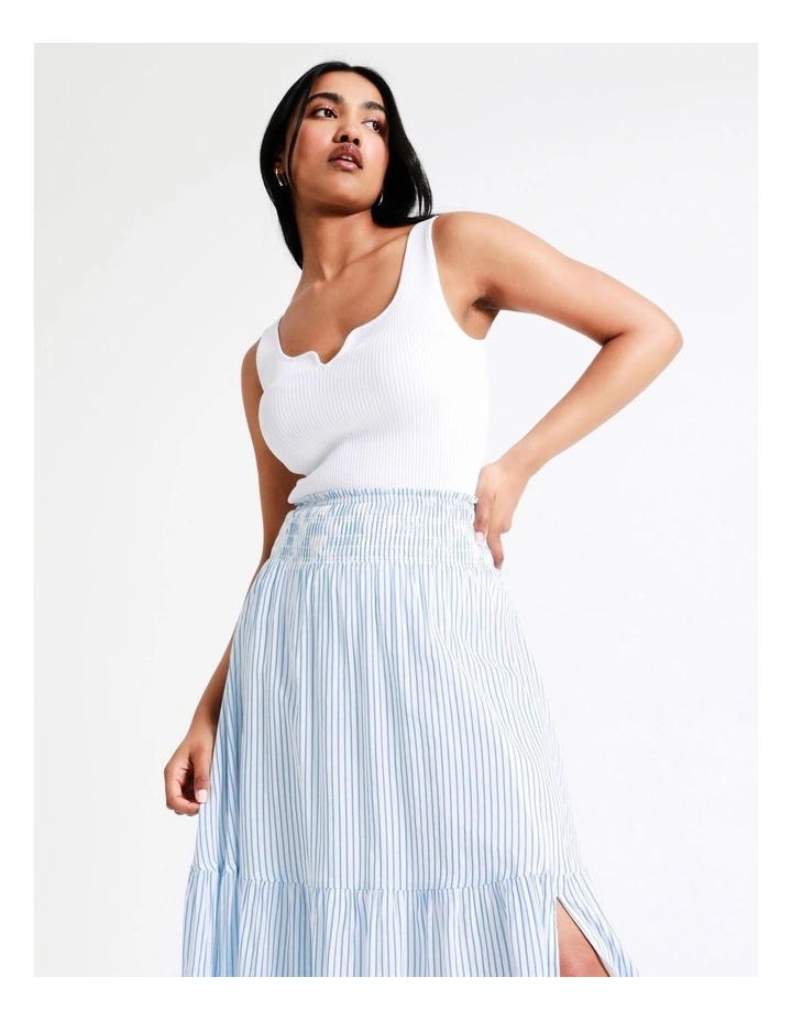 Hot Sale π Basque Organic Cotton Blend Shirred Waist Single Tier Midi π Skirt In Assorted π - Image 6