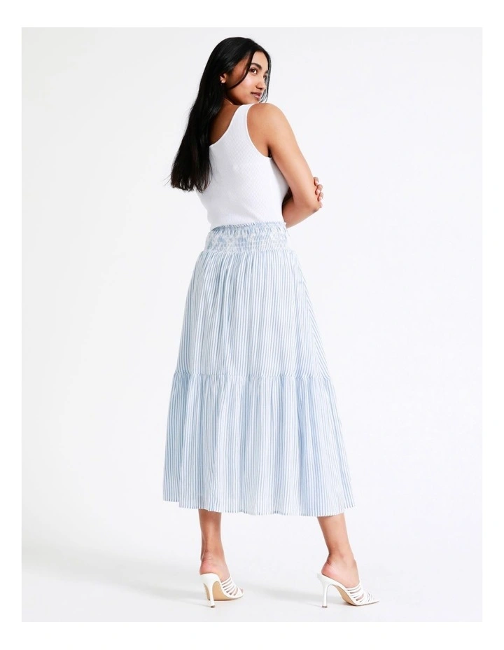 Hot Sale π Basque Organic Cotton Blend Shirred Waist Single Tier Midi π Skirt In Assorted π - Image 7