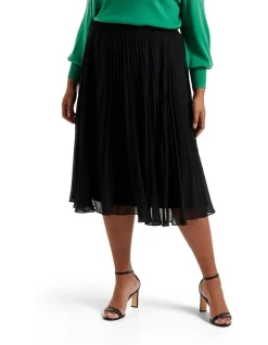 Cheapest 💯 Forever New Curve Harper Pleated Midi 👗 Skirt In Black 🤩