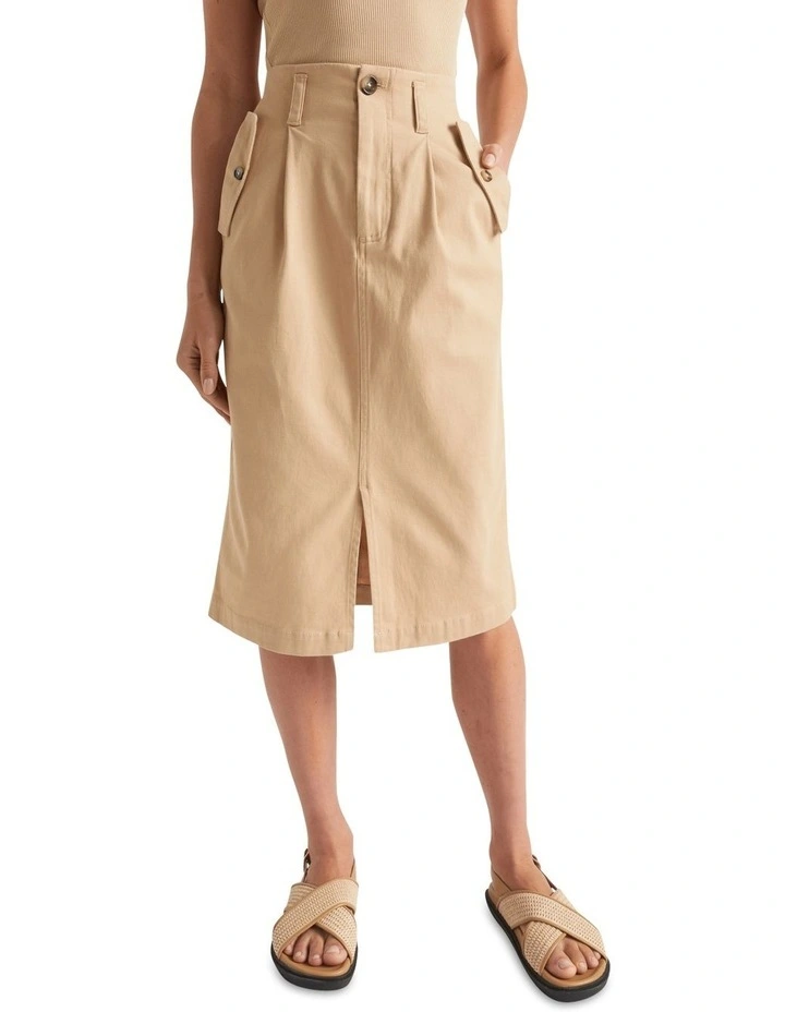 Flash Sale π Seed Heritage Split Front Midi π Skirt In Light Chestnut π - Image 3