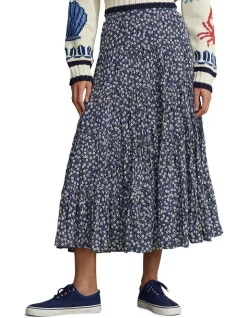 Wholesale π Polo Ralph Lauren Floral Tiered Midi π Skirt In Blue β¨