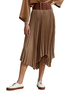 Buy π€© Polo Ralph Lauren Pleated Georgette Handkerchief π Skirt In Brown π