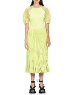 Brand new β Veronika Maine Sheer Pleated π Skirt In Lemon Yellow π