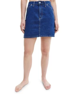 Best Pirce ⭐ Calvin Klein 👖 Jeans High Rise Utility Mini 👗 Skirt In Blue 🛒