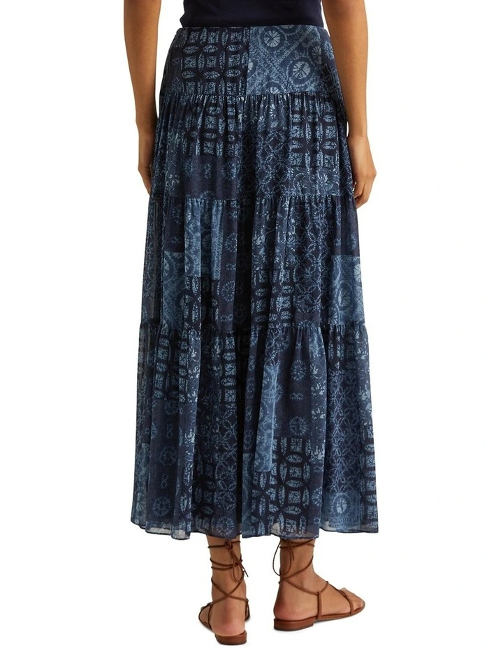 Promo π Lauren Ralph Lauren Geo-Print Crinkle Georgette π Skirt In Blue π - Image 2