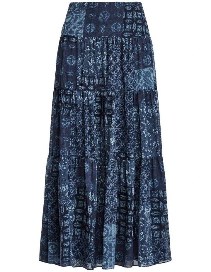 Promo π Lauren Ralph Lauren Geo-Print Crinkle Georgette π Skirt In Blue π - Image 4