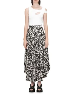 Outlet π Veronika Maine Expressionist Midi π Skirt In Black/Stone π§¨