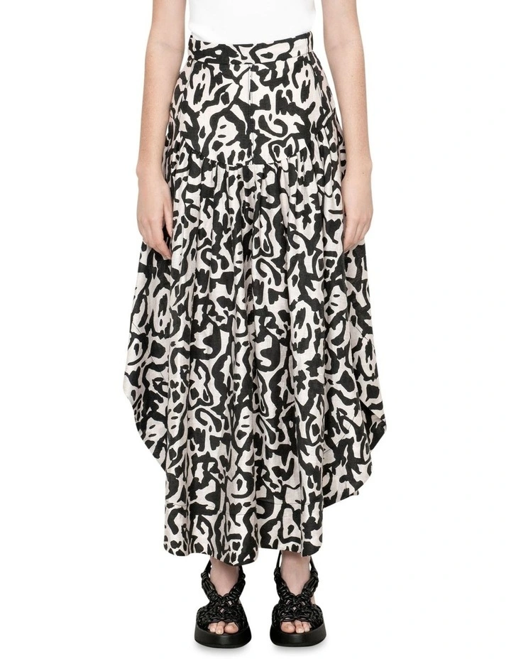 Outlet π Veronika Maine Expressionist Midi π Skirt In Black/Stone 𧨠- Image 3