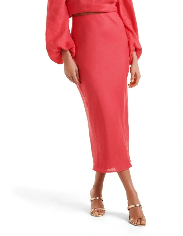 Cheap π Forever New Molly Linen Bias Midi π Skirt In Raspberry Pink π