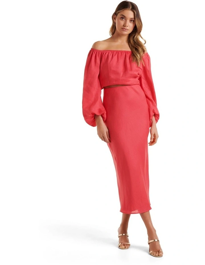 Cheap π Forever New Molly Linen Bias Midi π Skirt In Raspberry Pink π - Image 5