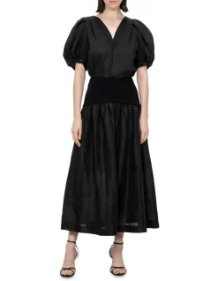 Discount β¨ Veronika Maine Organza Voile Midi Yoke π Skirt In Black β